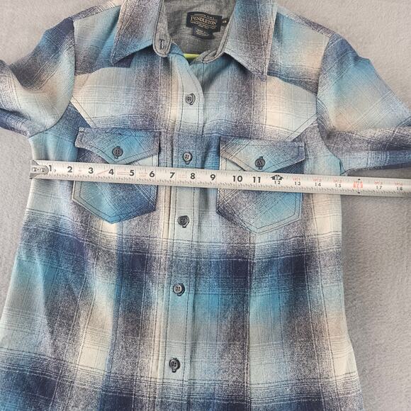 Pendleton Woolen Mills Blue Yellow Plaid Check Flannel Shirt Women's XS - Picture 5 of 7